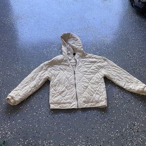 White Quilted Hooded Jacket